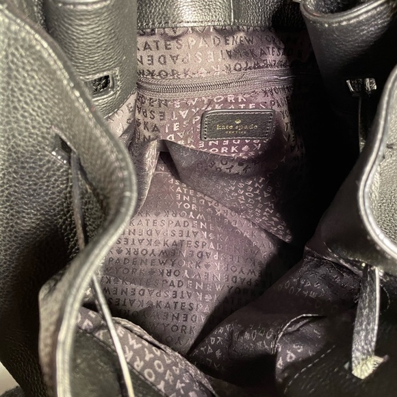 Black Leather Bucket Cooper Drawstring Kate Spade Bag - Picture 3 of 4
